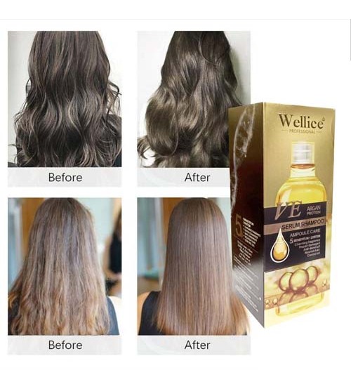 New Wellice Professional VE Argan Protein Ampoule Care Hair Serum Shampoo